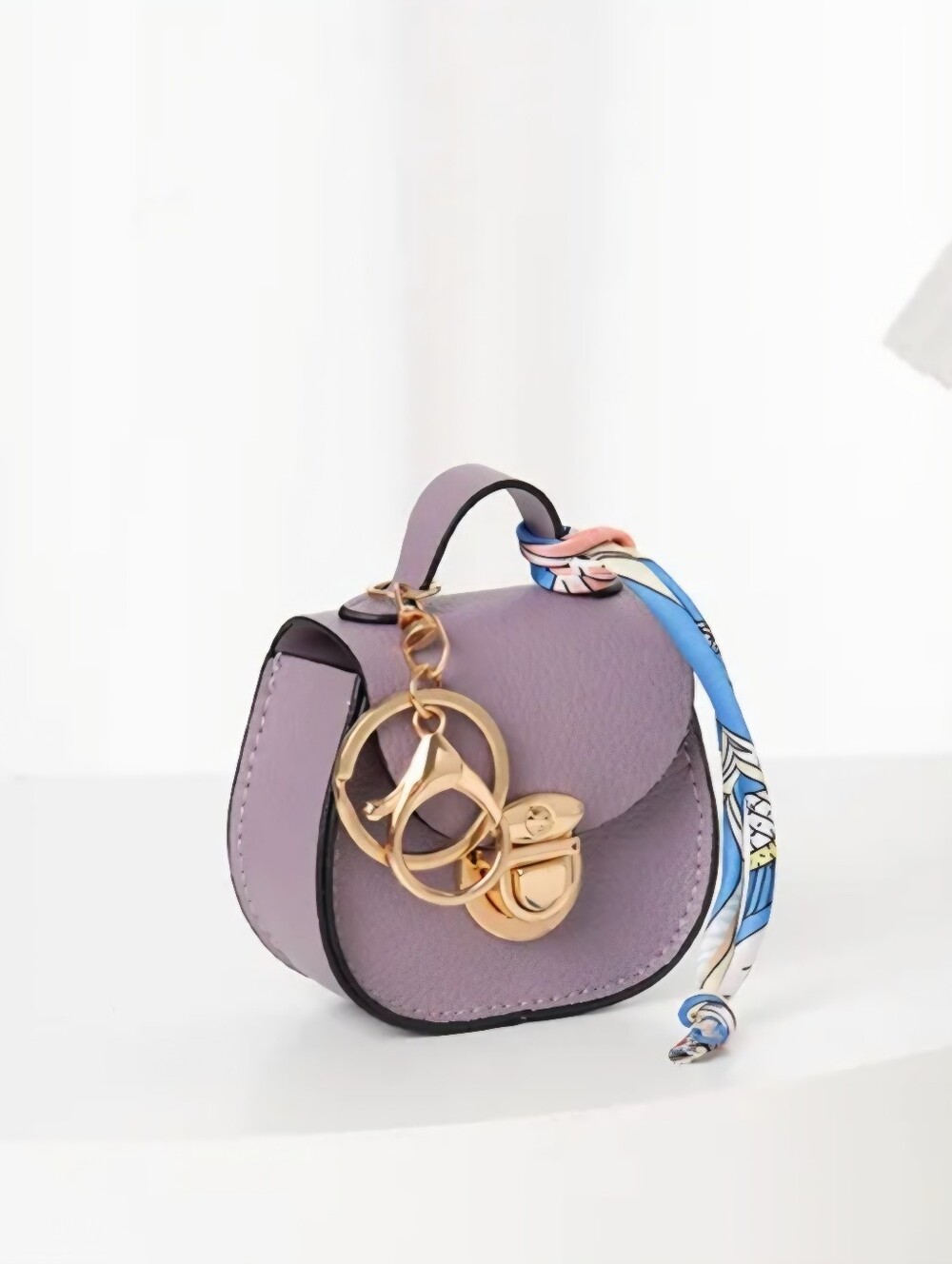 Light Purple Mini Saddle Bag Charm/Ear Bud Holder with Gold Accents NEW